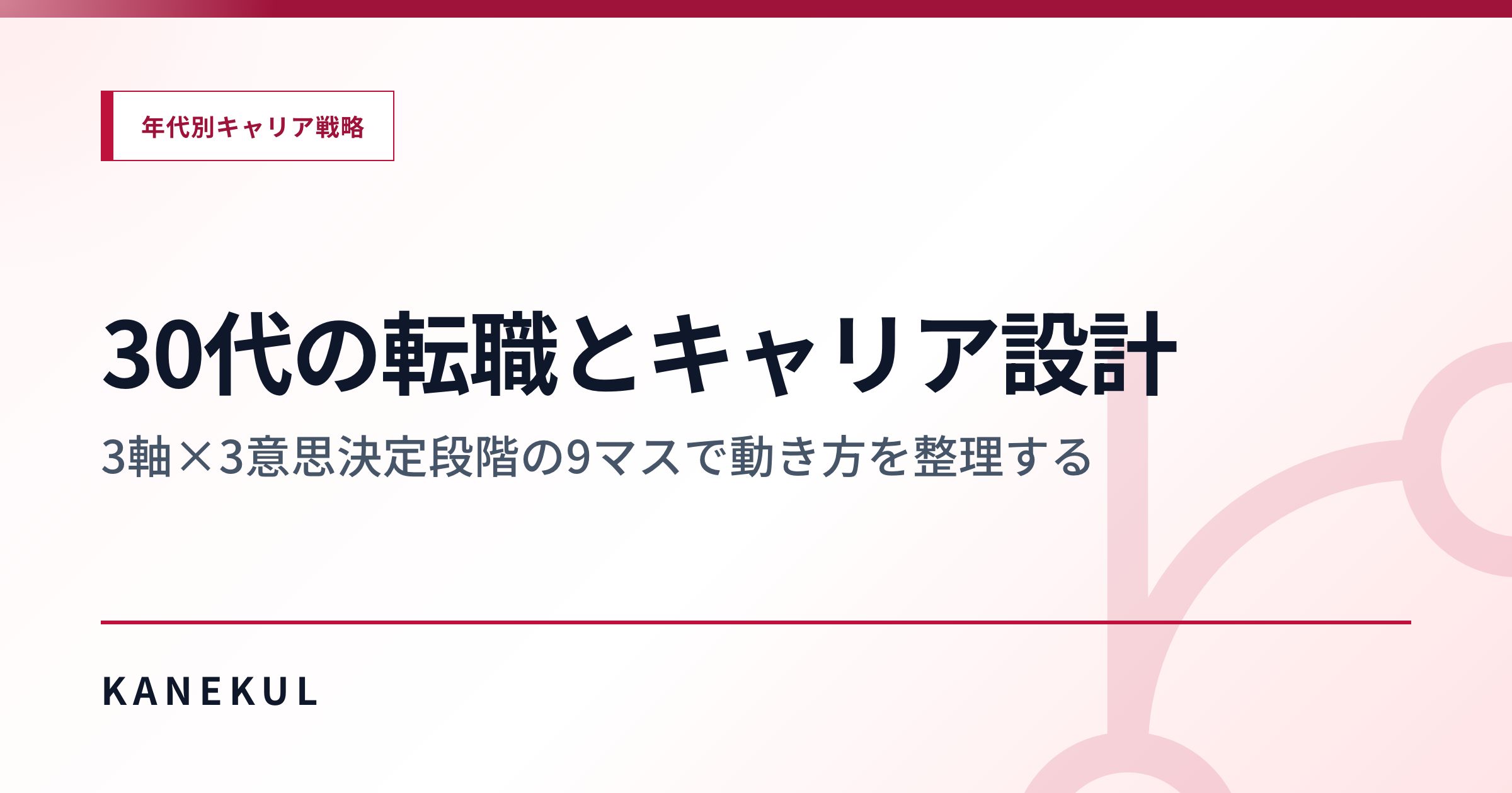 30代の転職とキャリア設計 — 3軸×3意思決定段階の9マスで動き方を整理する